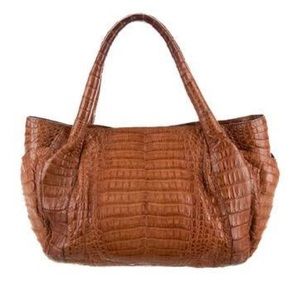Nancy Gonzalez Brown Crocodile Handle Bag